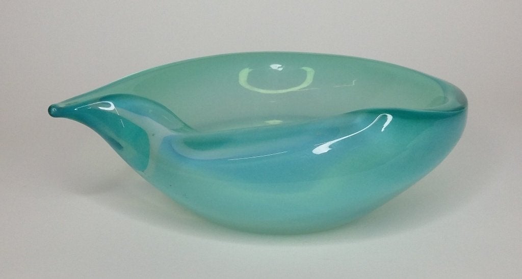Omstreeks 1960 Glazen Azuurblauwe Sierschaal Murano Glas, Antiek en Kunst, Ophalen of Verzenden