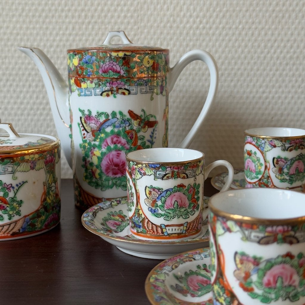 Vintage Compleet Chinees Mokka Koffie Servies, Espresso, Antiek en Kunst, Ophalen of Verzenden