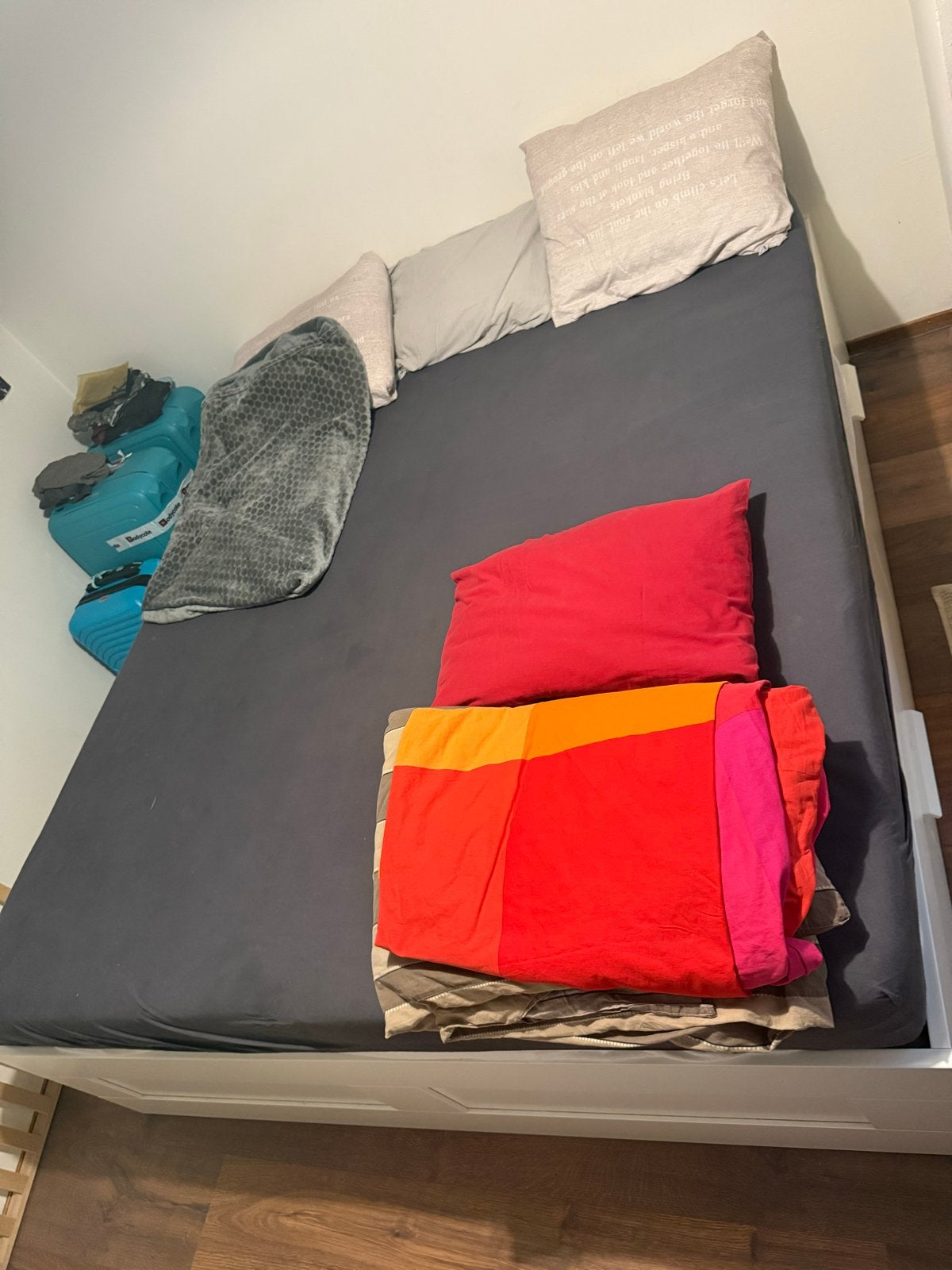 Tweepersoonsbed met opberglades - Wit, 180x200 cm, Ophalen, Wit, Tweepersoons, Zo goed als nieuw