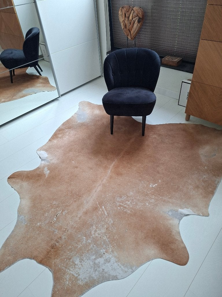 Koeienhuidkleed light beige 180 x 200, Ophalen, Gebruikt, Leer, Beige