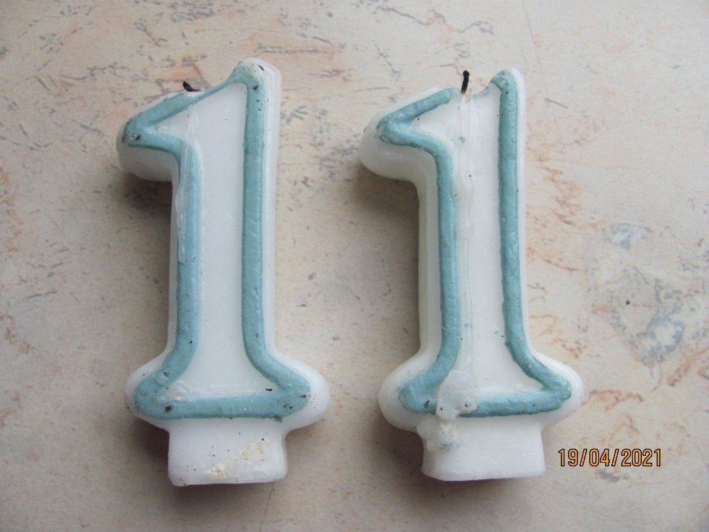 2 x Taart KAARSJES in vorm van een 1, Eerste Verjaardag IZGS, Ophalen of Verzenden, Gebruikt, Taarten of Cupcakes, Versiering