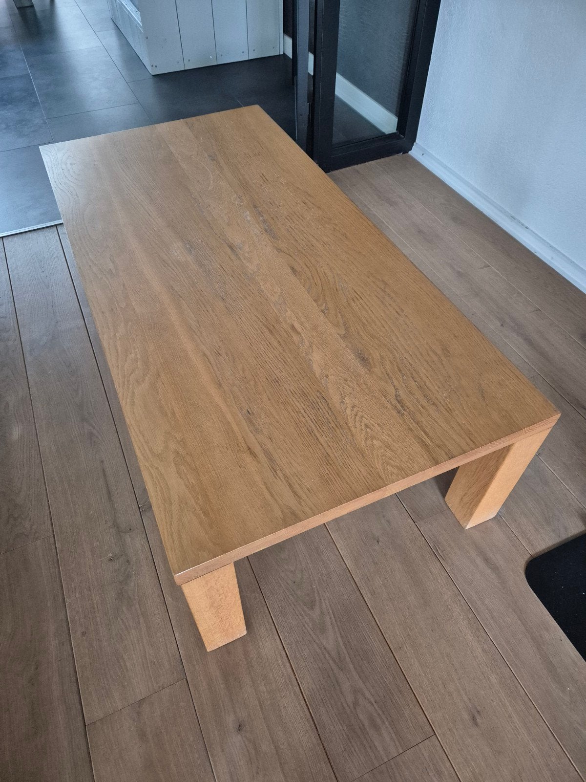 Mooie eikenhouten salontafel, Ophalen, Gebruikt, 100 tot 150 cm, Eikenhout
