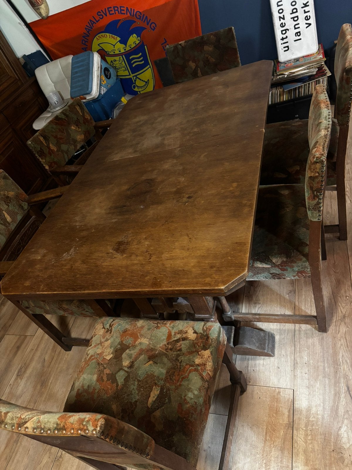 Eettafel met 6 stoelen, Ophalen, Zo goed als nieuw, Rechthoekig, 50 tot 100 cm