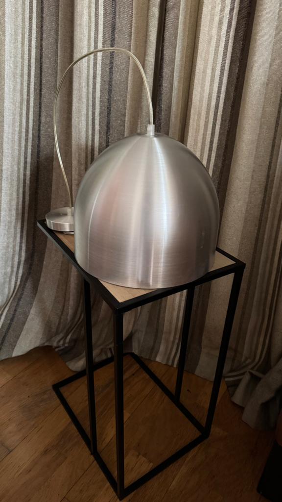 Hanglamp plafondlamp hang plafond lamp metaal grijs zilver, Ophalen of Verzenden, Metaal, Minder dan 50 cm