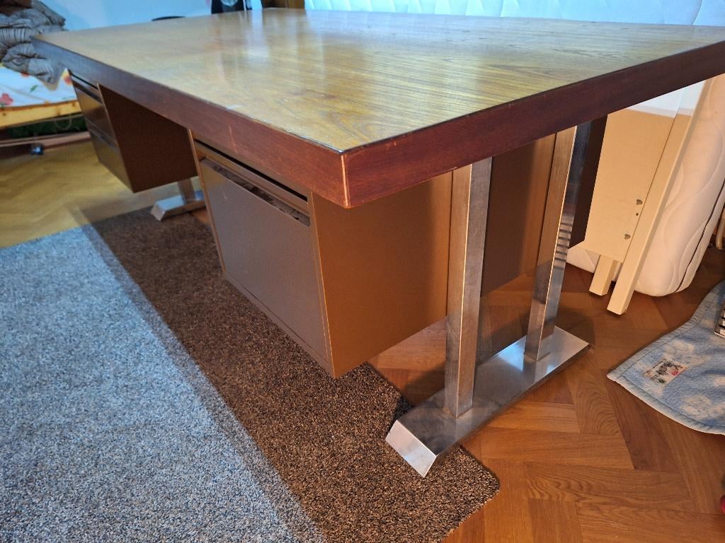 Bureau te koop 1x2m houten blad, Ophalen, Gebruikt, Secretaire
