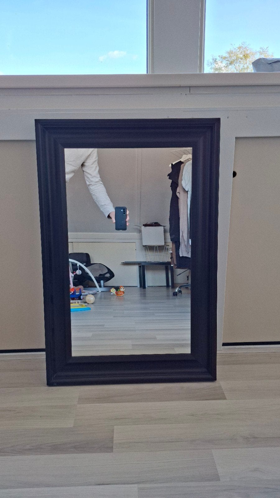 IKEA HEMNES spiegel - Zwart, rechthoekig, Ophalen, Gebruikt, 100 tot 150 cm, Rechthoekig