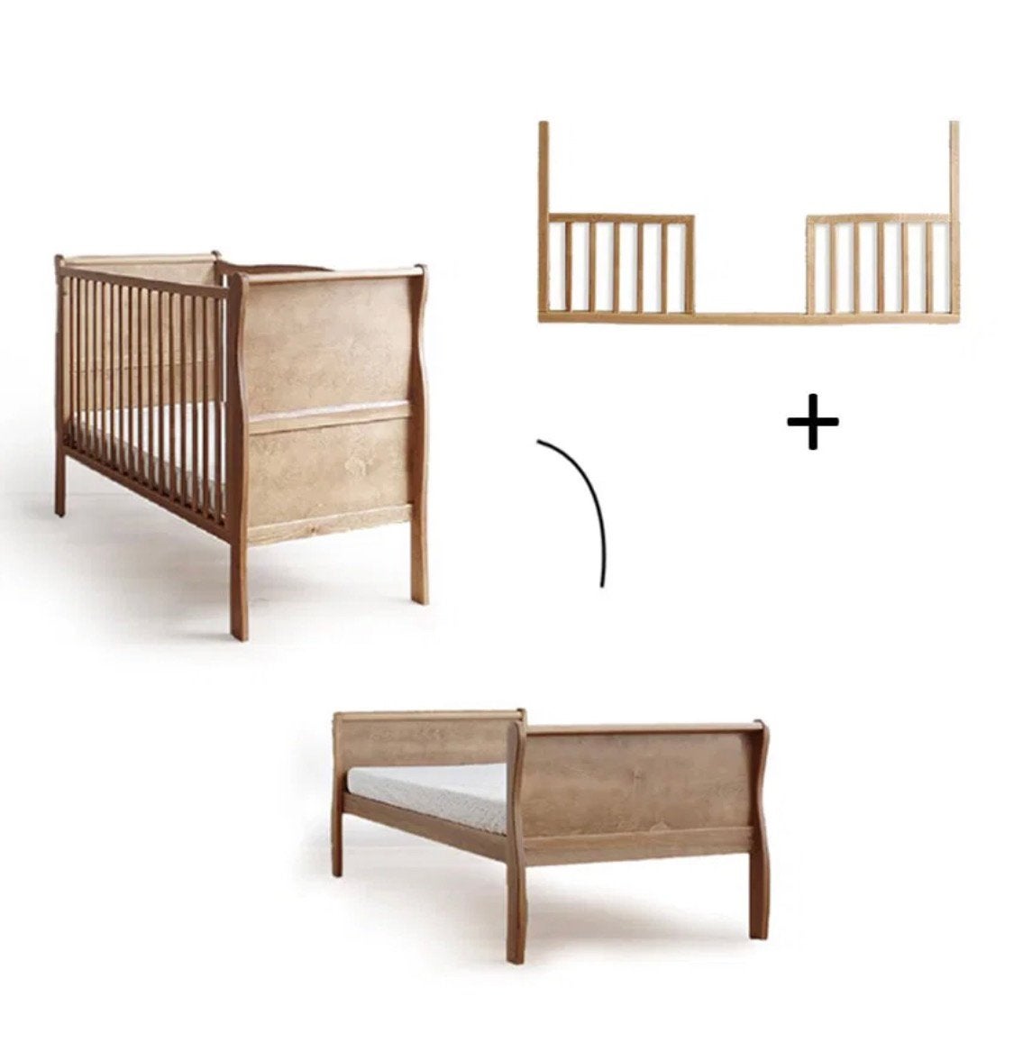 Woodies Noble kinderbed 140x70 ledikant, meegroei, Ophalen, 70 tot 85 cm, Zo goed als nieuw, Matras