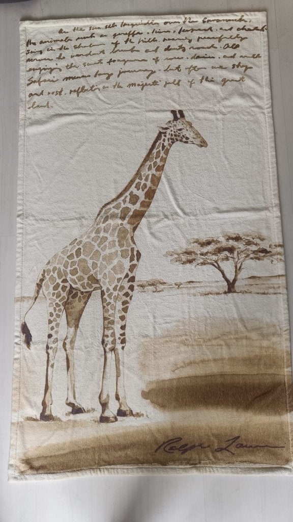Strandlaken Ralph Lauren, 100% katoen - Giraf, Huis en Inrichting, Ophalen of Verzenden, Nieuw, Beige, Handdoek