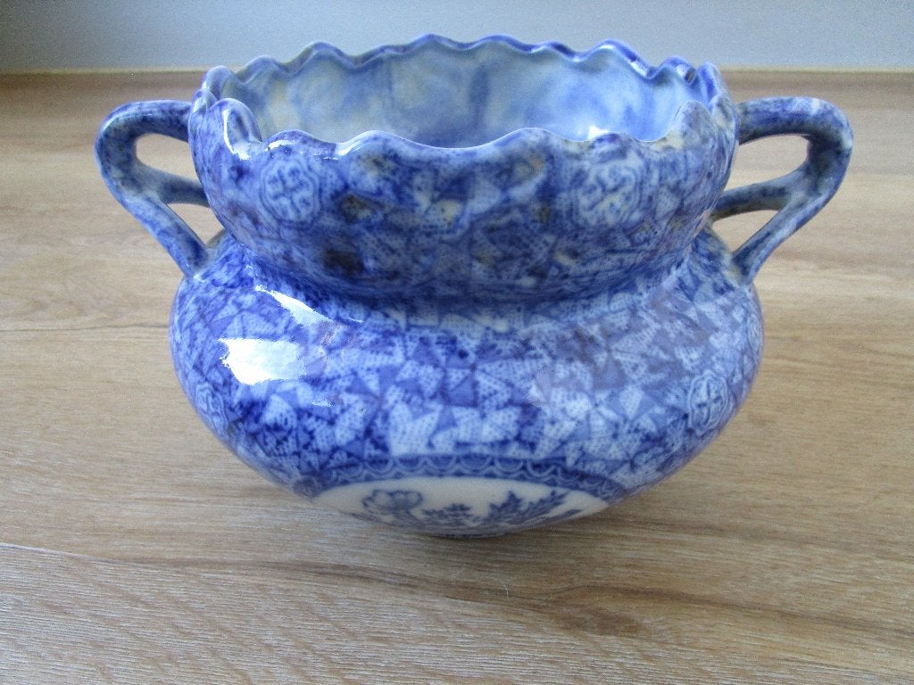 Mooi Chinees blauw wit porselein bloempot met 2 handvatten, Verzenden