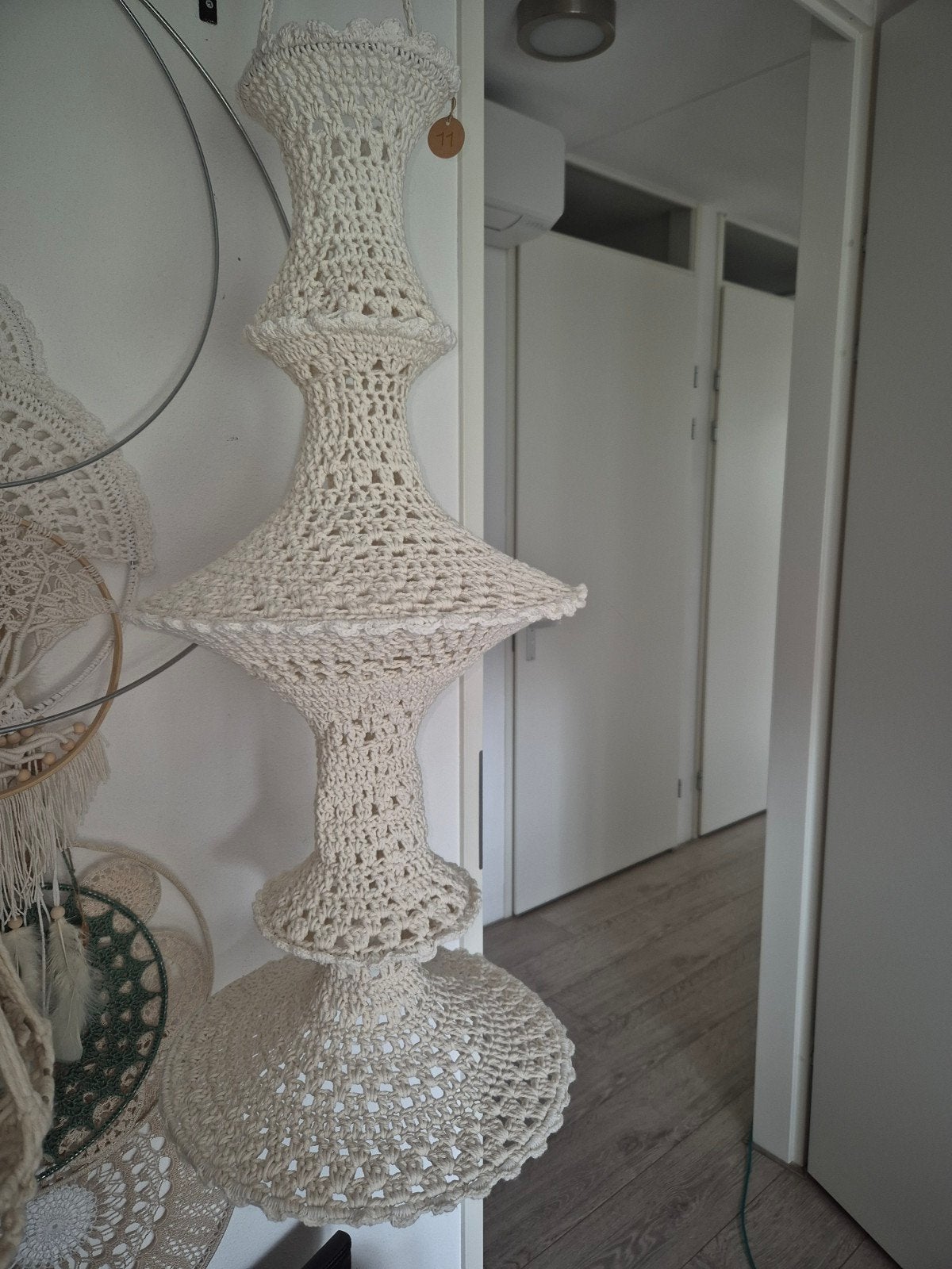Ecru Visnet Lampion - 100 cm lang, 35 cm doorsnee, Ophalen of Verzenden, Gebruikt, Textiel