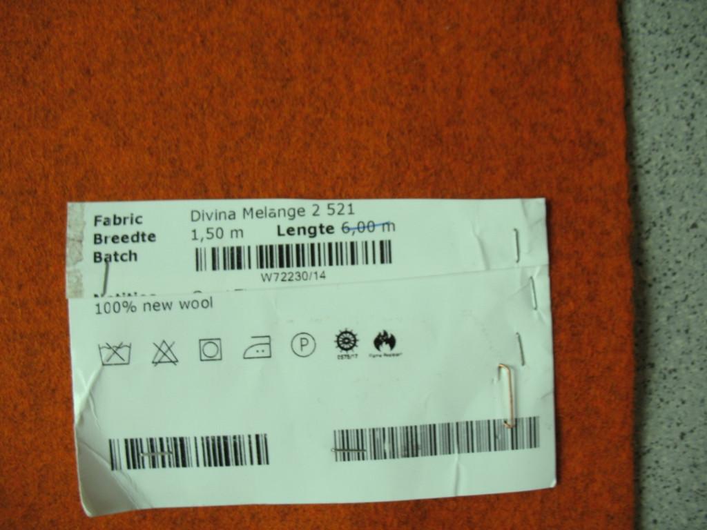 Kvadrat Divina Melange 2 521; oranje; 2x restant meubelstof, Wol, 120 cm of meer, Nieuw, Oranje