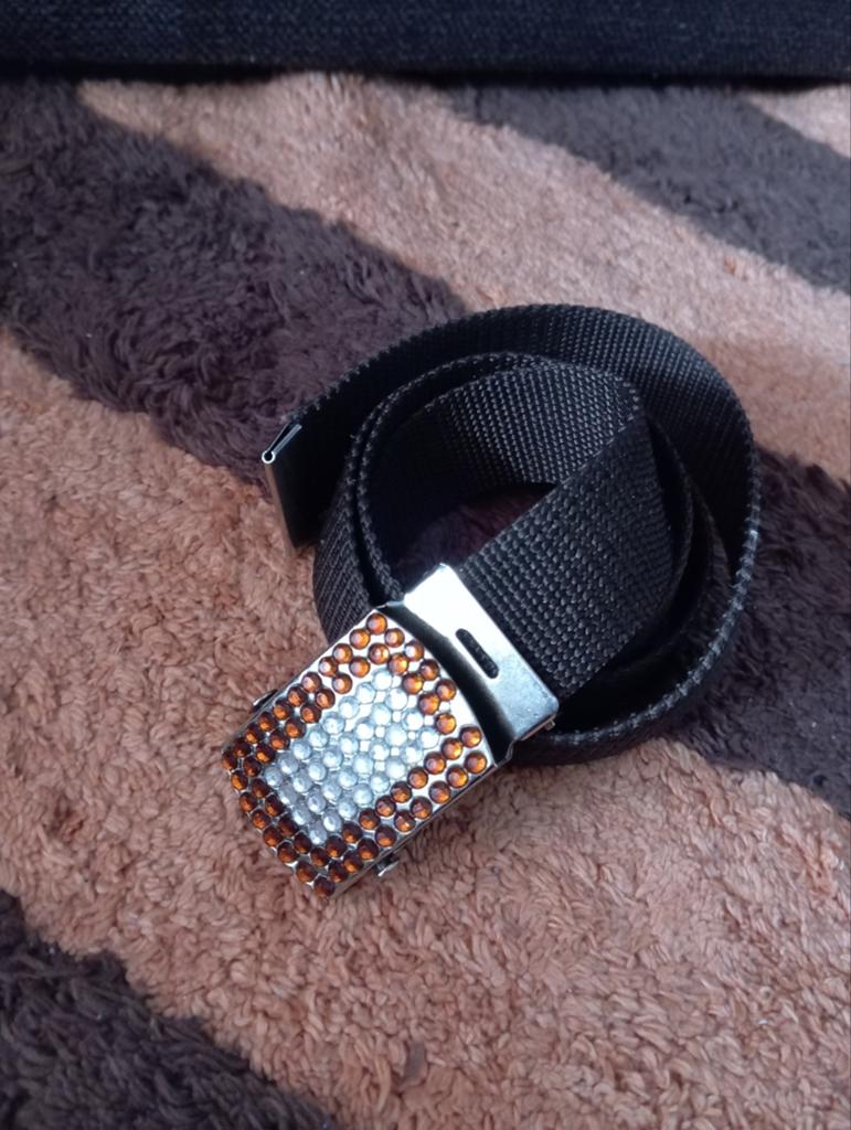 Riem met strass gesp, Ophalen of Verzenden, Gedragen, Bruin, Heupriem