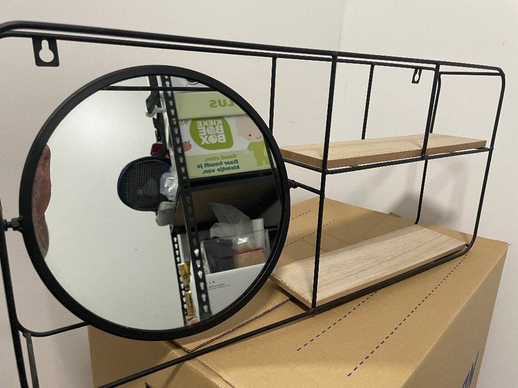 Wandrek met spiegel / Wall shelf with mirror, Ophalen, Minder dan 50 cm, Zo goed als nieuw, Minder dan 100 cm
