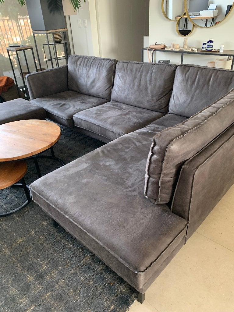 Grote lifestyle hoekbank met chaise longue, donkergrijs, Ophalen, Modern, Comfortabel, 250 tot 300 cm, Hoekbank