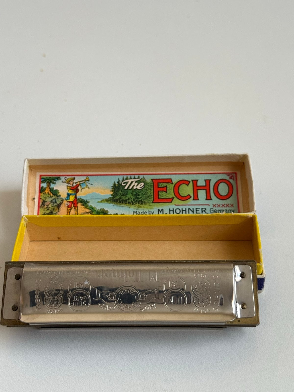 Hohner The Echo Super Vamper mondharmonica met doosje, Muziek en Instrumenten, Gebruikt, Overige typen, Ophalen of Verzenden, Met koffer of doosje