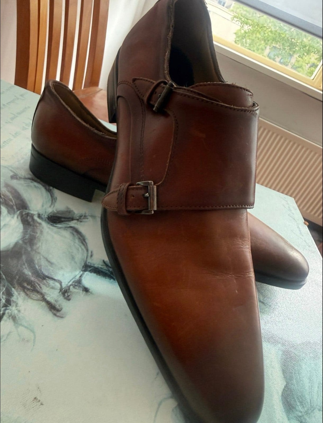 Giorgio 1958 Monkschoenen - Bruin leer, maat 42, Ophalen of Verzenden, Gedragen, Bruin, Gespschoenen