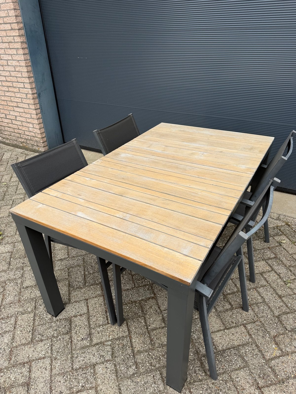 Complete luxe tuinset, tafel + 4 comfortabele tuinstoelen, Tuin en Terras, Ophalen, 4 zitplaatsen, Gebruikt, Eettafel