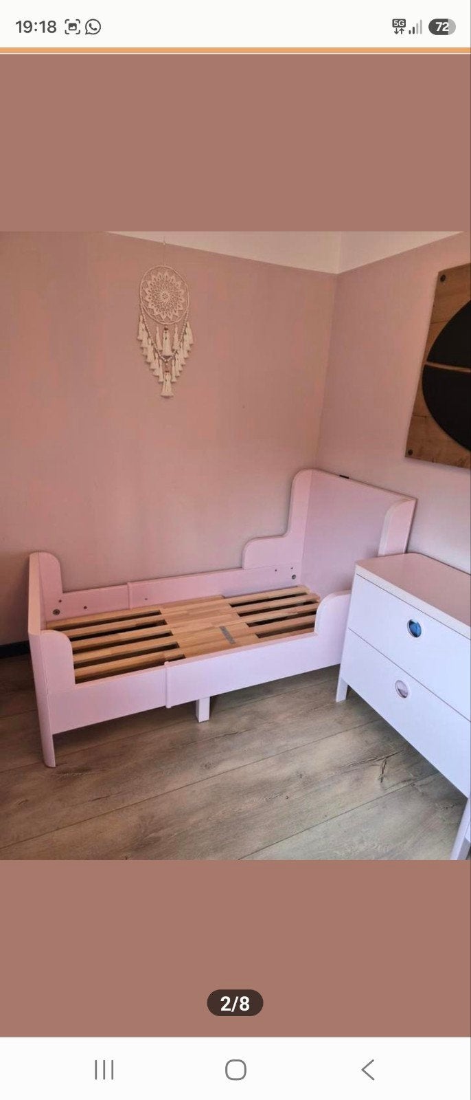 Complete Roze Kinderkamer Set - Bed, Kledingkast,Nachtkastje, Ophalen of Verzenden, Gebruikt