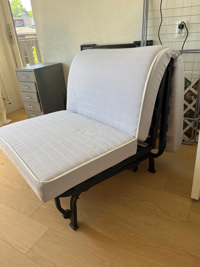 Ikea lycksele lovas opvouwbaar bed / logeerbed, Ophalen, Gebruikt, 190 cm of minder, Grijs