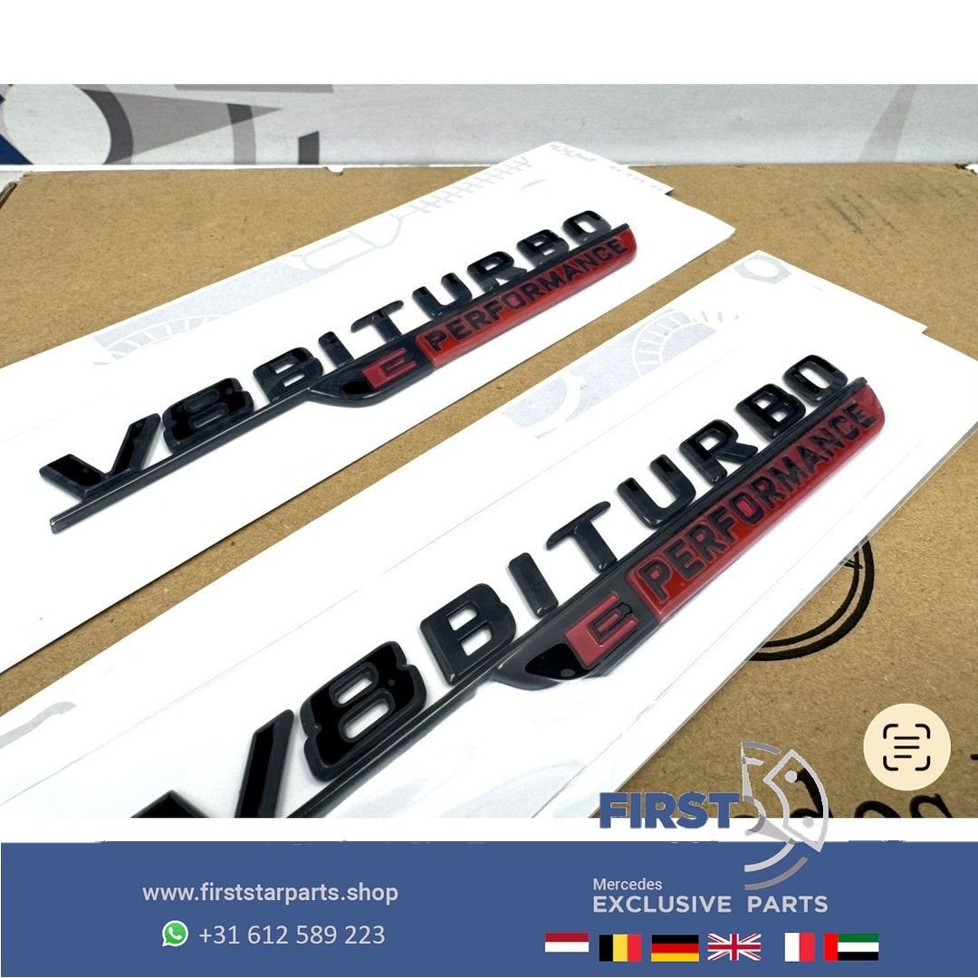 V8 BITURBO E PERFORMANCE zijscherm EMBLEEM LOGO SET BADGE Me, Gebruikt, -, Ophalen of Verzenden, -