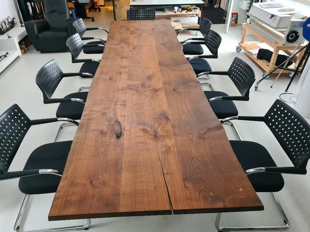 Grote teakhouten vergader en/of eettafel 350 x 100 cm, Ophalen, 100 tot 150 cm, Teakhout, 200 cm of meer