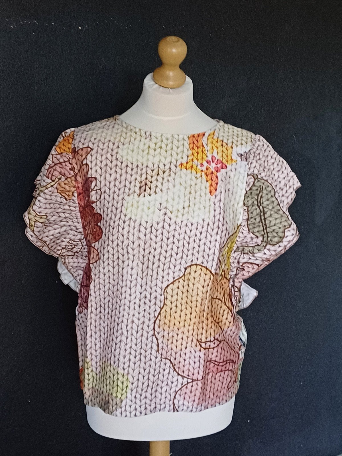 Top van stof van Oilily met bloemenprint en gebreid patroon, Ophalen of Verzenden, Zo goed als nieuw, Korte mouw