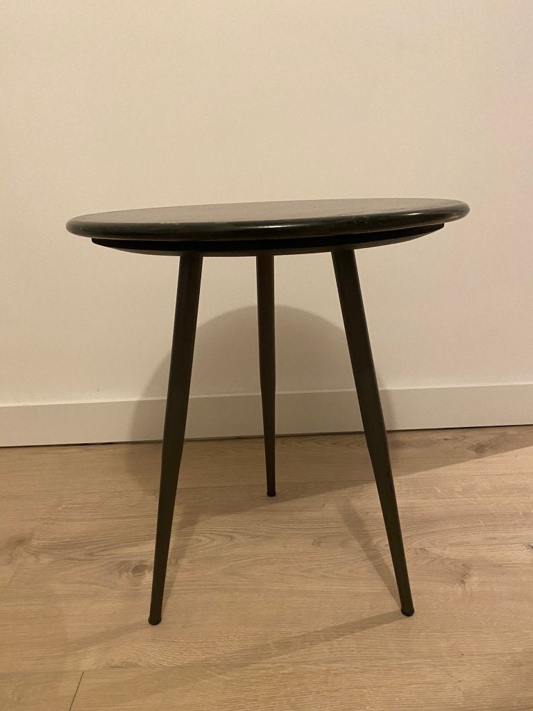 Bijzettafel marmer zwart Xooon €60,-, Overige materialen, Minder dan 55 cm, Rond, Zo goed als nieuw