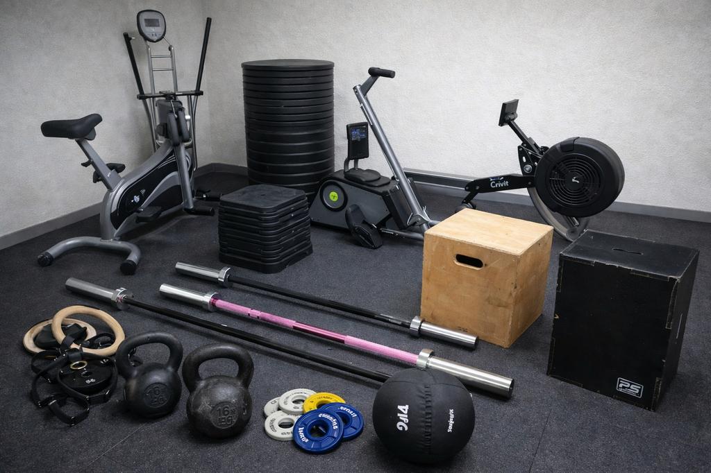 Complete Homegym: Halters, Roeitrainers & Meer, Sport en Fitness, Ophalen, Gebruikt, Armen, Halterstangen