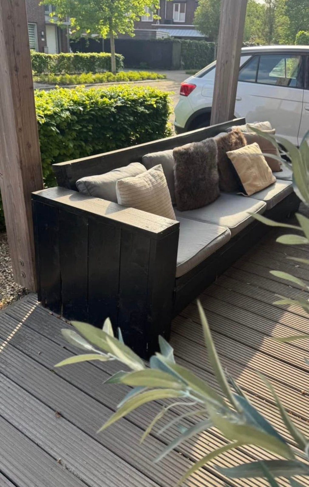 GRATIS tuinbank/loungebank van het merk Dutchwood, Ophalen, Zo goed als nieuw, Steigerhout, Bank