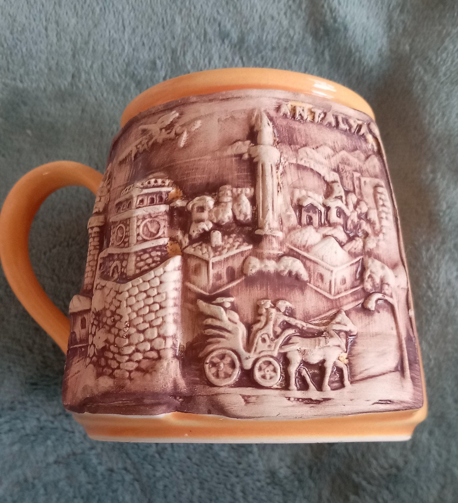 Vintage 3D Souvenir Mok Antalya Turkije Uniek Reliëf '80/'90, Ophalen of Verzenden