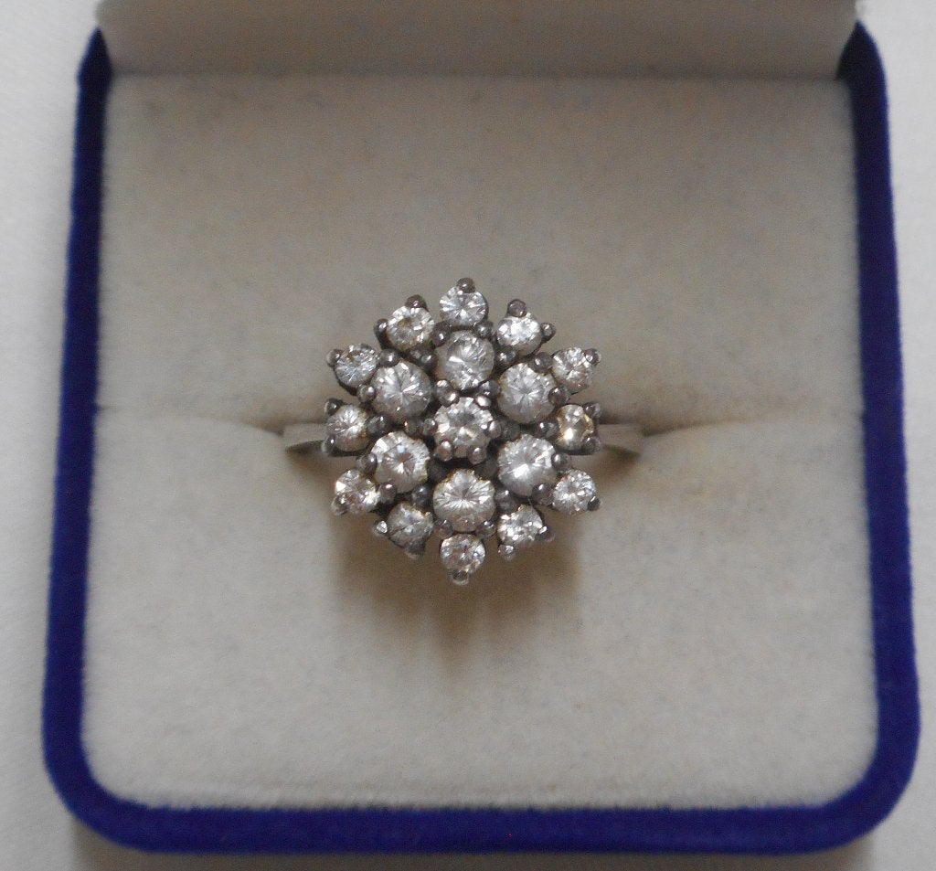 Prachtige zilveren vintage ring met steentjes nr.2224, Verzenden, Zo goed als nieuw, 17 tot 18, Dame