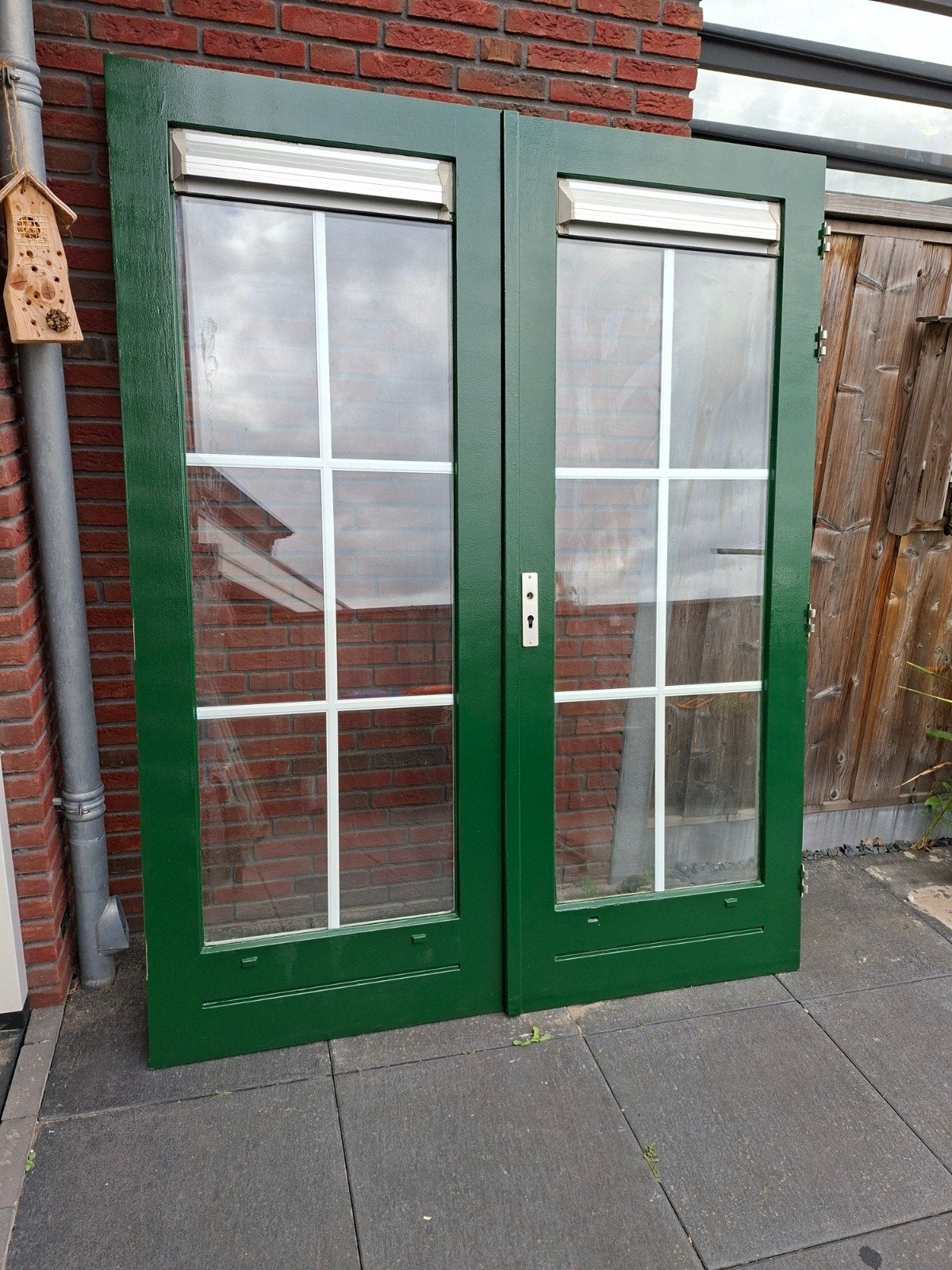 hardhouten tuindeuren met dubbelglas 167.0 x211.5, Ophalen of Verzenden, Gebruikt, Buitendeur, 200 tot 215 cm