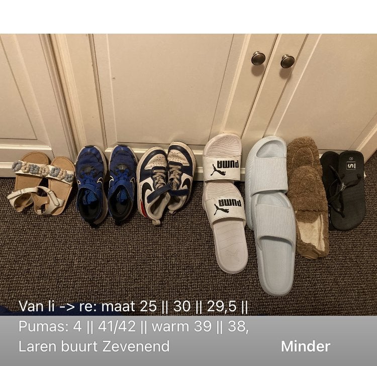 Diverse schoenen: sandalen, sneakers, slippers (maten 25-42), Ophalen, Gedragen, Overige kleuren, Sandalen of Muiltjes