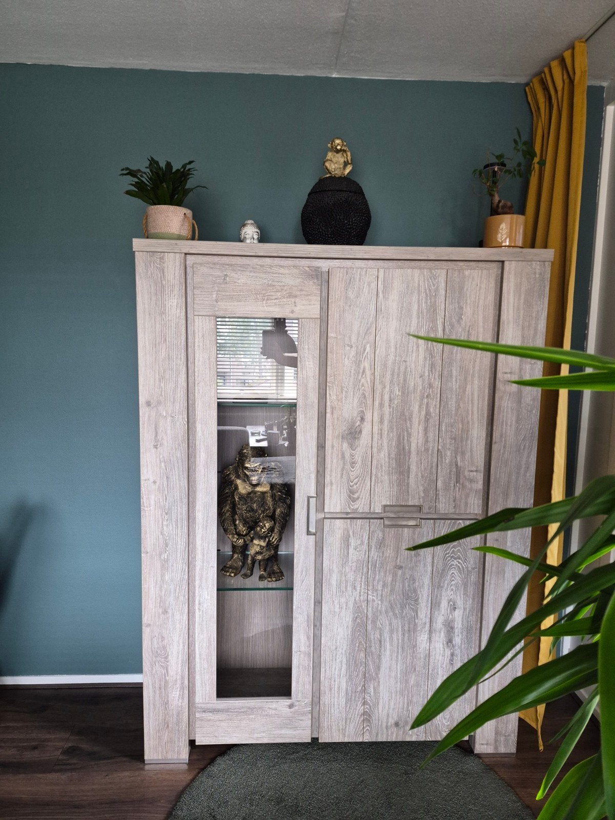 kast met vitrine gedeelte, Huis en Inrichting, Ophalen, 25 tot 50 cm, 200 cm of meer