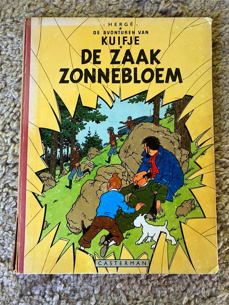 Kuifje - De zaak Zonnebloem - 1e druk 1956 - HC linnen rug, Gelezen, Verzenden, Eén stripboek, Hergé