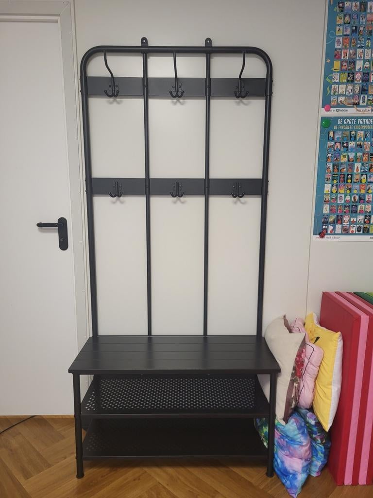 Ikea Pinning Zwarte kapstok met bankje en schoenenrek, Huis en Inrichting, Woonaccessoires | Kapstokken, Ophalen, Zo goed als nieuw