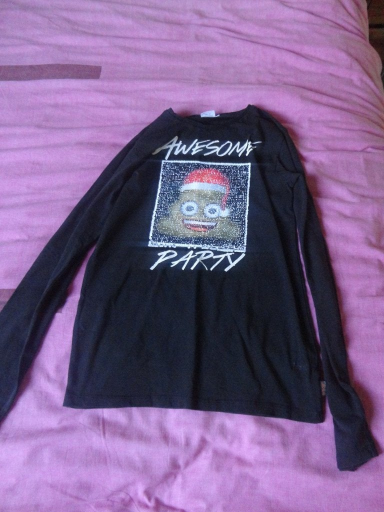 Jongensshirt Kerst/Party met omkeerbare pailletten (170-176), Ophalen, Gebruikt, Emoji, Shirt of Longsleeve