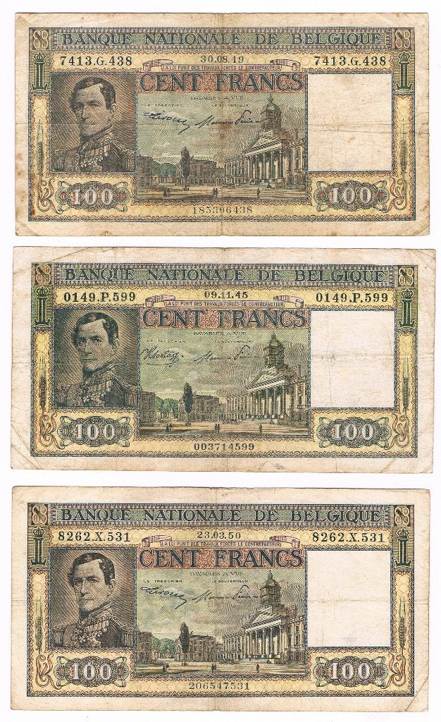 3 x 100 francs België, Ophalen of Verzenden, Setje