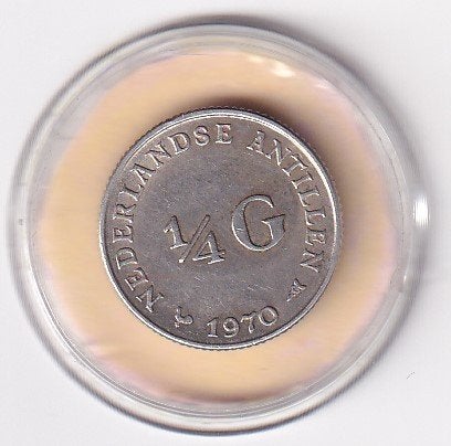 Neerlandse Antillen 1/4 Gulden 1970 Fraai, Koningin Juliana, Verzenden, Zilver, 25 cent