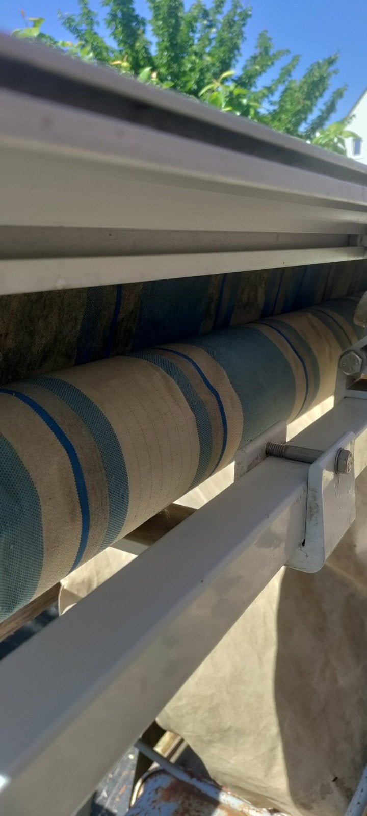 Elektrisch zonnescherm 5 meter breed met schakelaar, Ophalen, Gebruikt, 450 cm of meer, Elektrisch