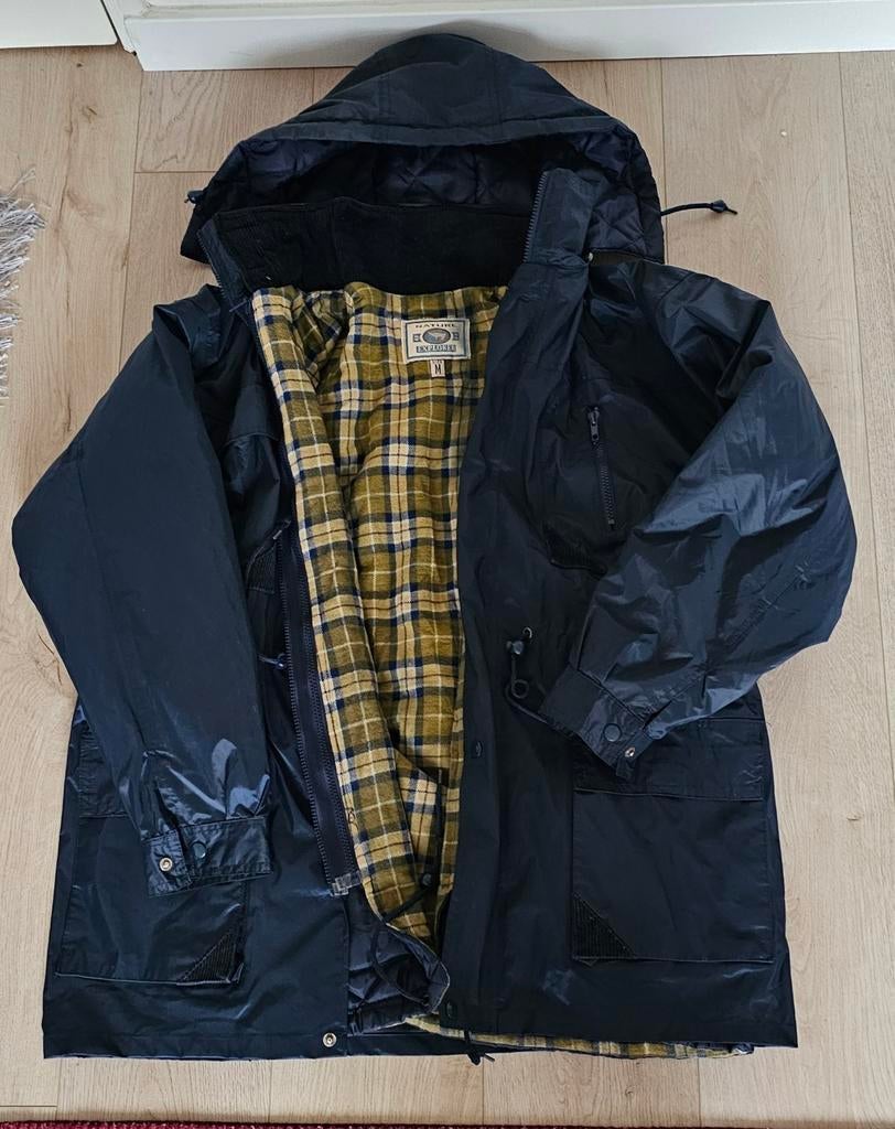 Vintage regenjas  Maat M - Donkerblauw met Ruitvoering, Ophalen of Verzenden, Zo goed als nieuw, Blauw