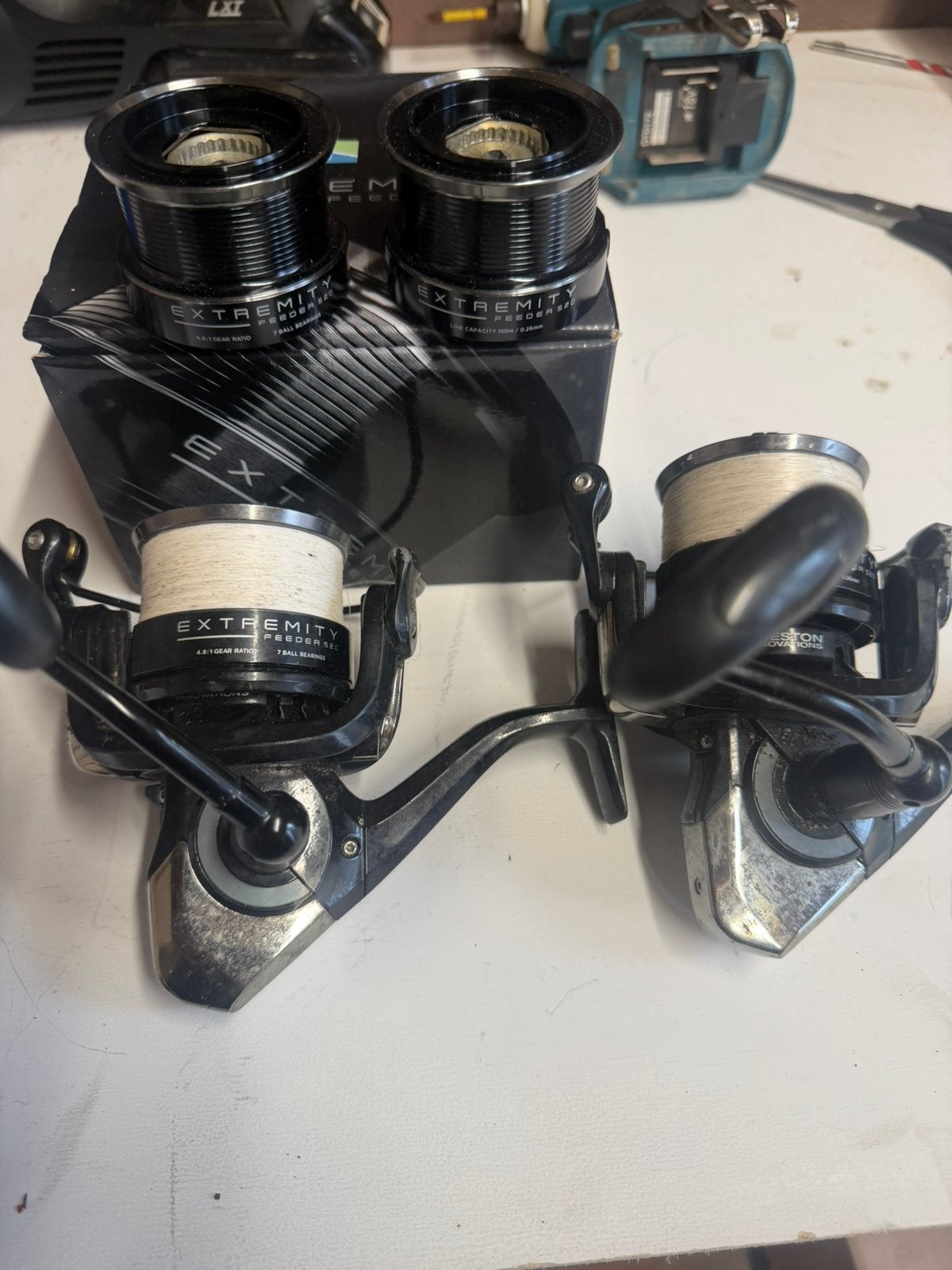2x preston extremity 520, Watersport en Boten, Ophalen of Verzenden, Zo goed als nieuw, Molen