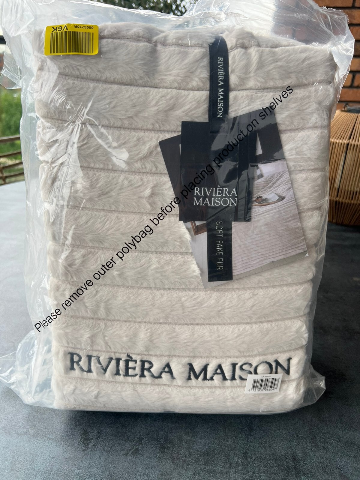 Riviera Maison furry stripes off white 240x200/220 cm  NIEUW, Overige kleuren, Verzenden, Dekbedovertrek, Katoen