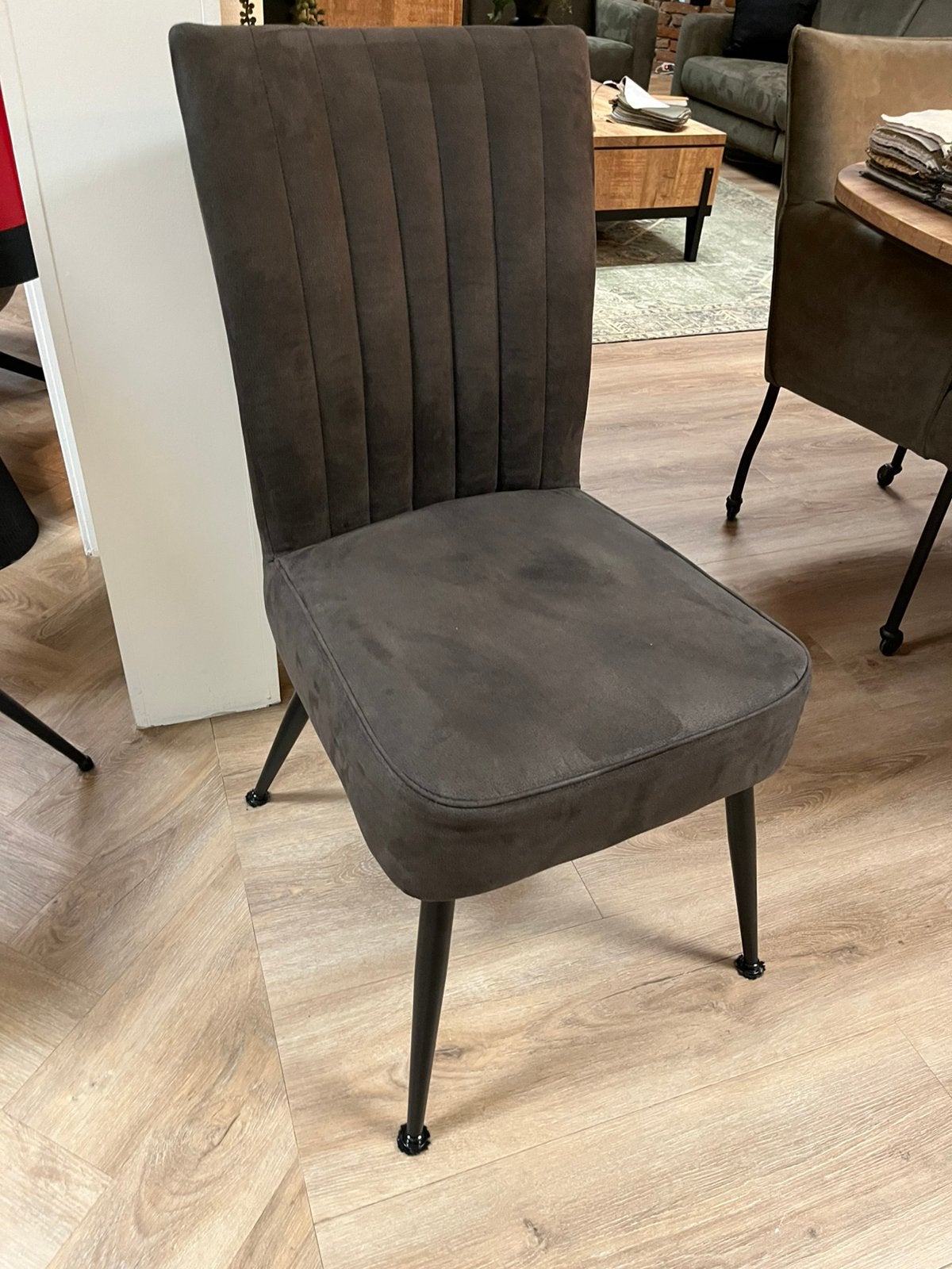 Nieuwe eetstoelen in microvezel antraciet op voorraad., Huis en Inrichting, Stoelen, Ophalen, Nieuw, Vijf, Zes of meer stoelen