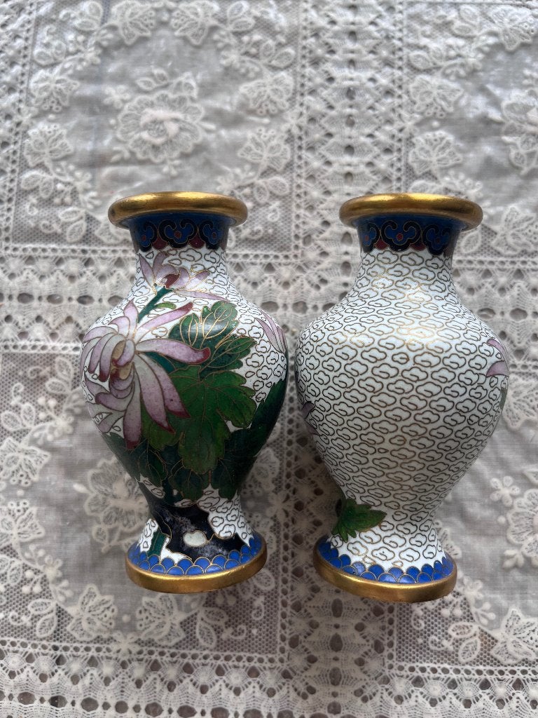 Vintage twee cloisonnée vaasjes chinees, Antiek en Kunst, Ophalen of Verzenden