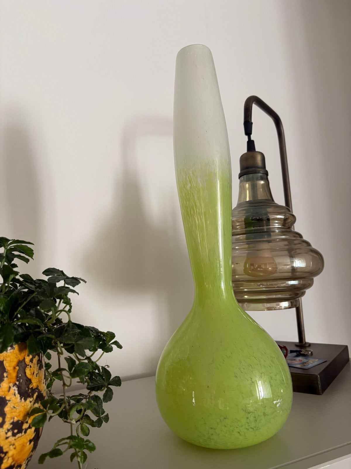 Groene glazen vaas, stijl Floris Meydam voor Leerdam, Ophalen of Verzenden
