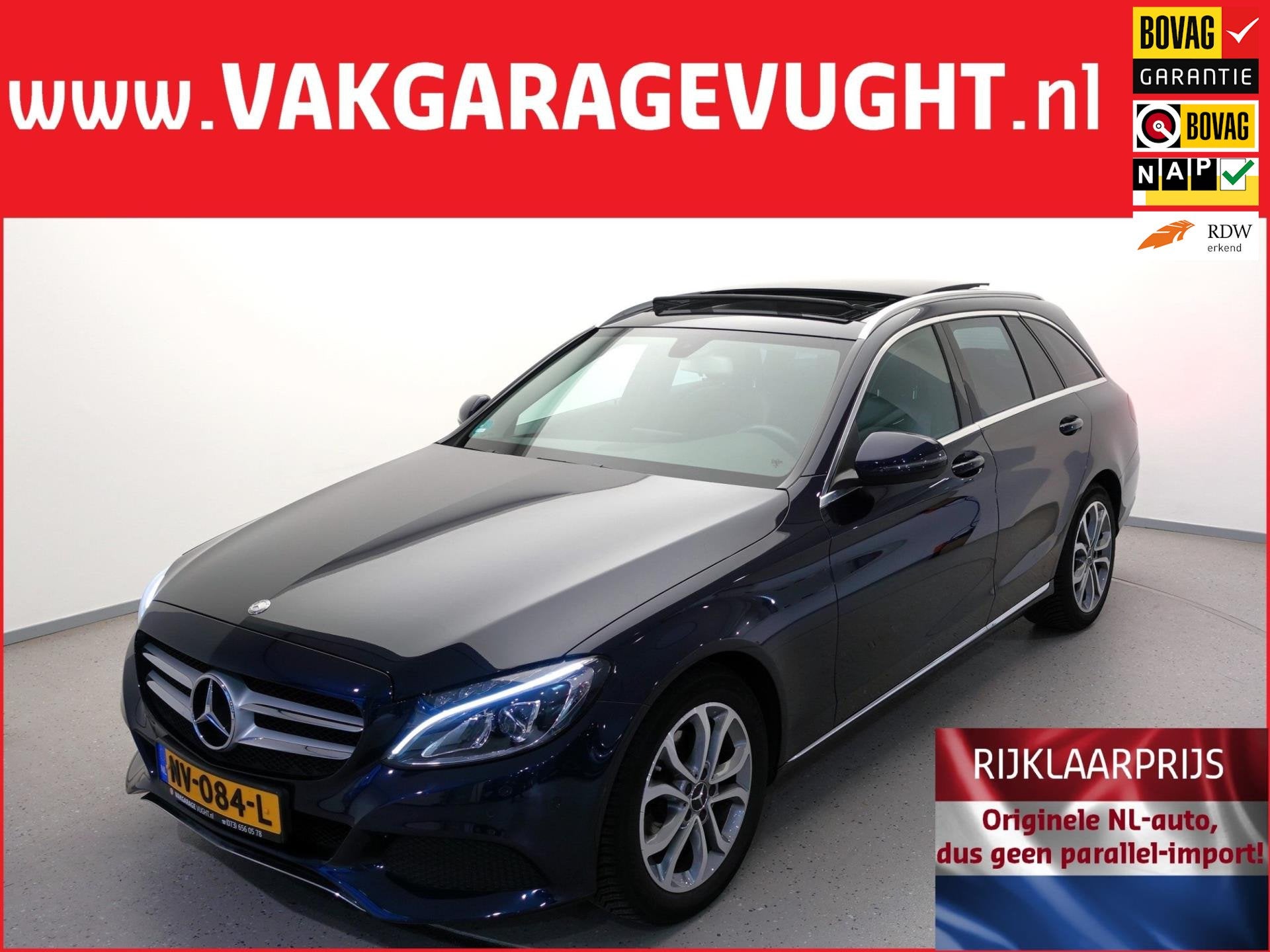 Mercedes-Benz C-klasse Estate 180 157pk AUT.-9|Panoramaschui, Auto's, 12 maanden, Achterwielaandrijving, 4 cilinders, Blauw