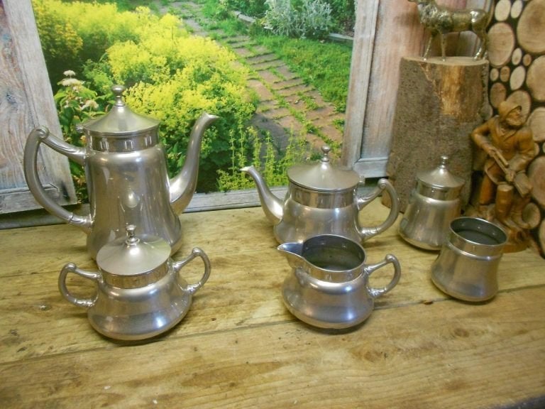 6 delige servies koffie thee pot suiker melk leppeltjespot, Gebruikt, Overige merken, Overige typen, Ophalen of Verzenden