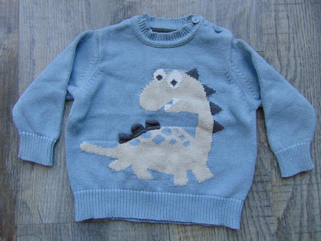 Blue Seven trui blauw dino truitje maat 68 dinosaurus, Blue seven, Truitje of Vestje, Ophalen of Verzenden, Zo goed als nieuw