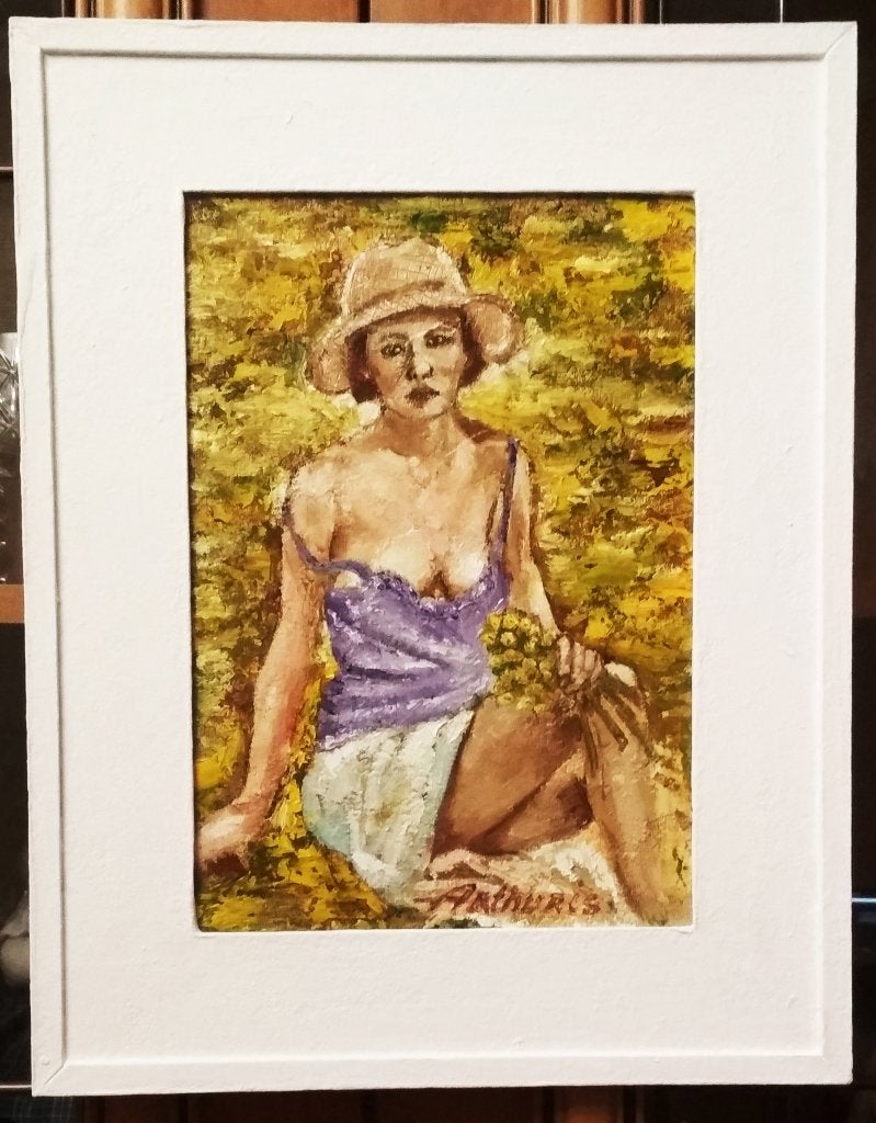 "In het veld" Ingelijst schilderij, Verzenden